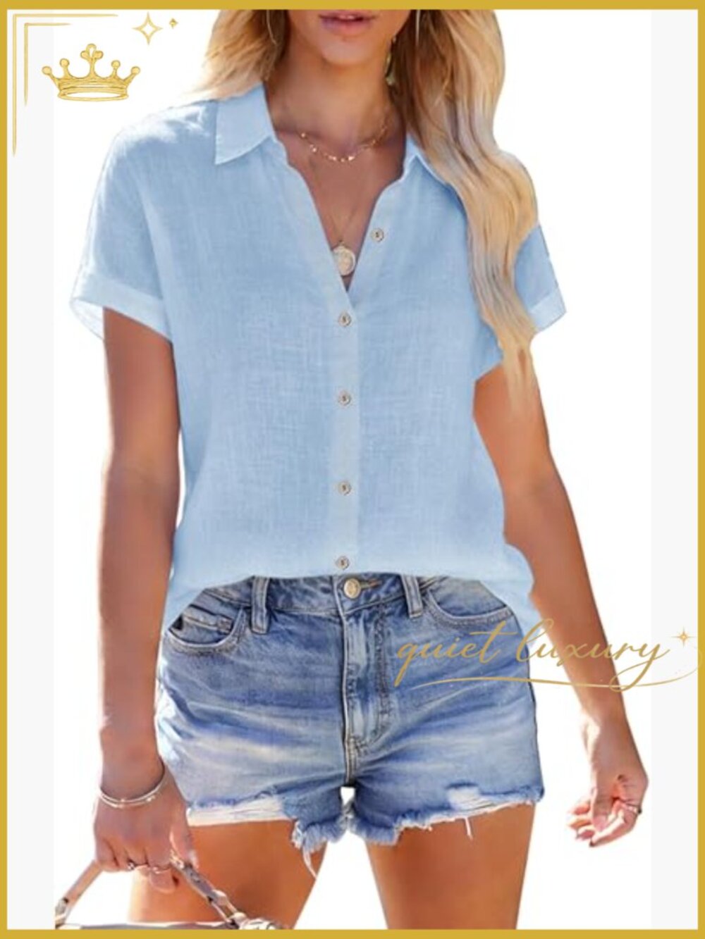 Women's Linen Short Sleeve Button Down Shirt Casual Vacation Beach Concert Top
